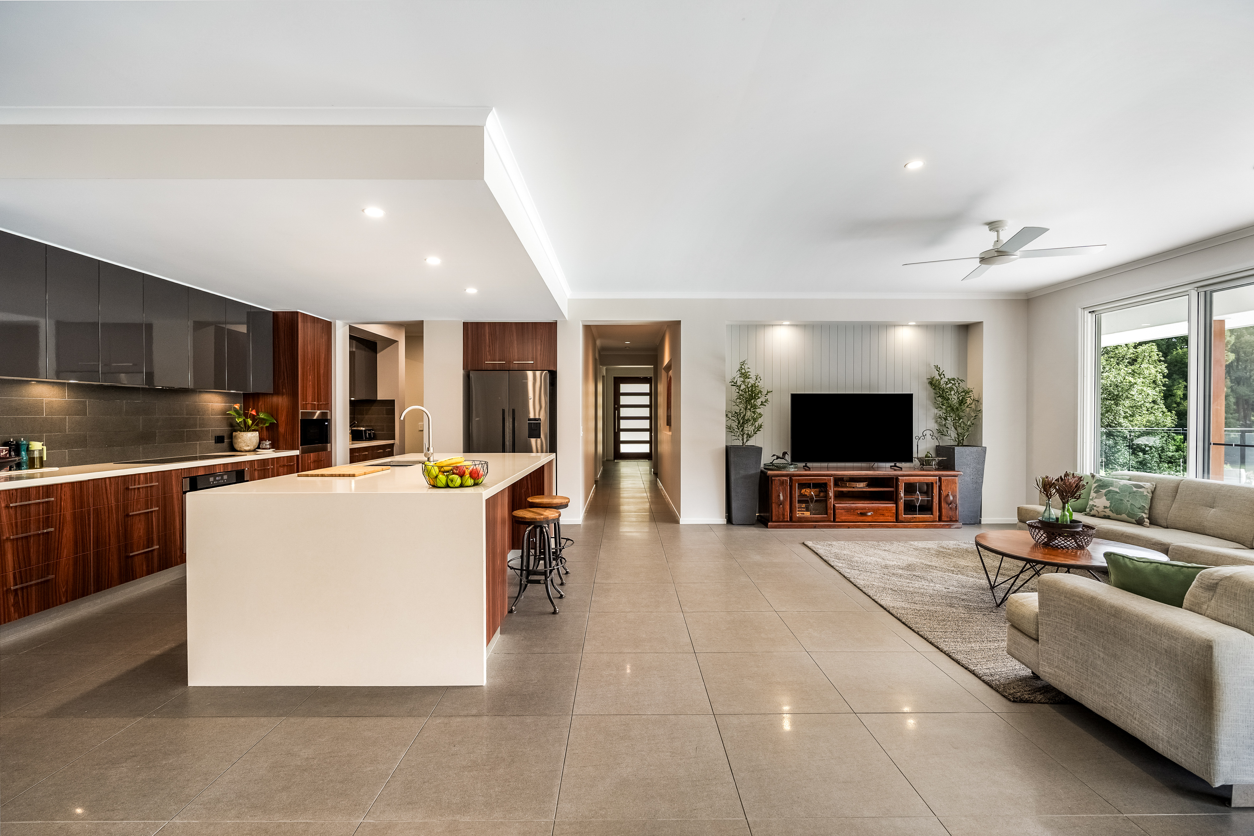 Open-plan kitchen and living area — interior real estate photography Tintenbar