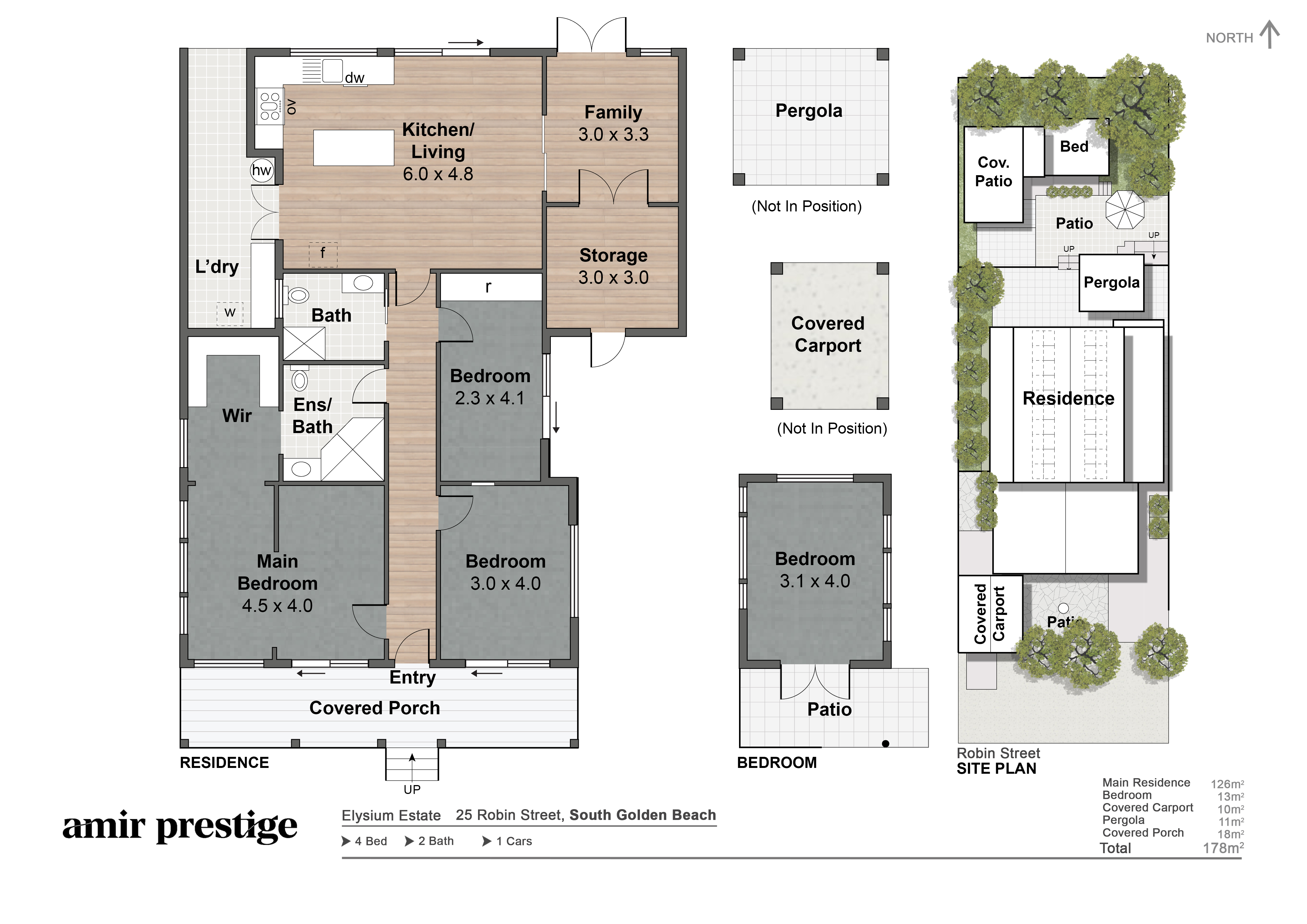 2D floor plan with site plan — 25 Robin Street, South Golden Beach