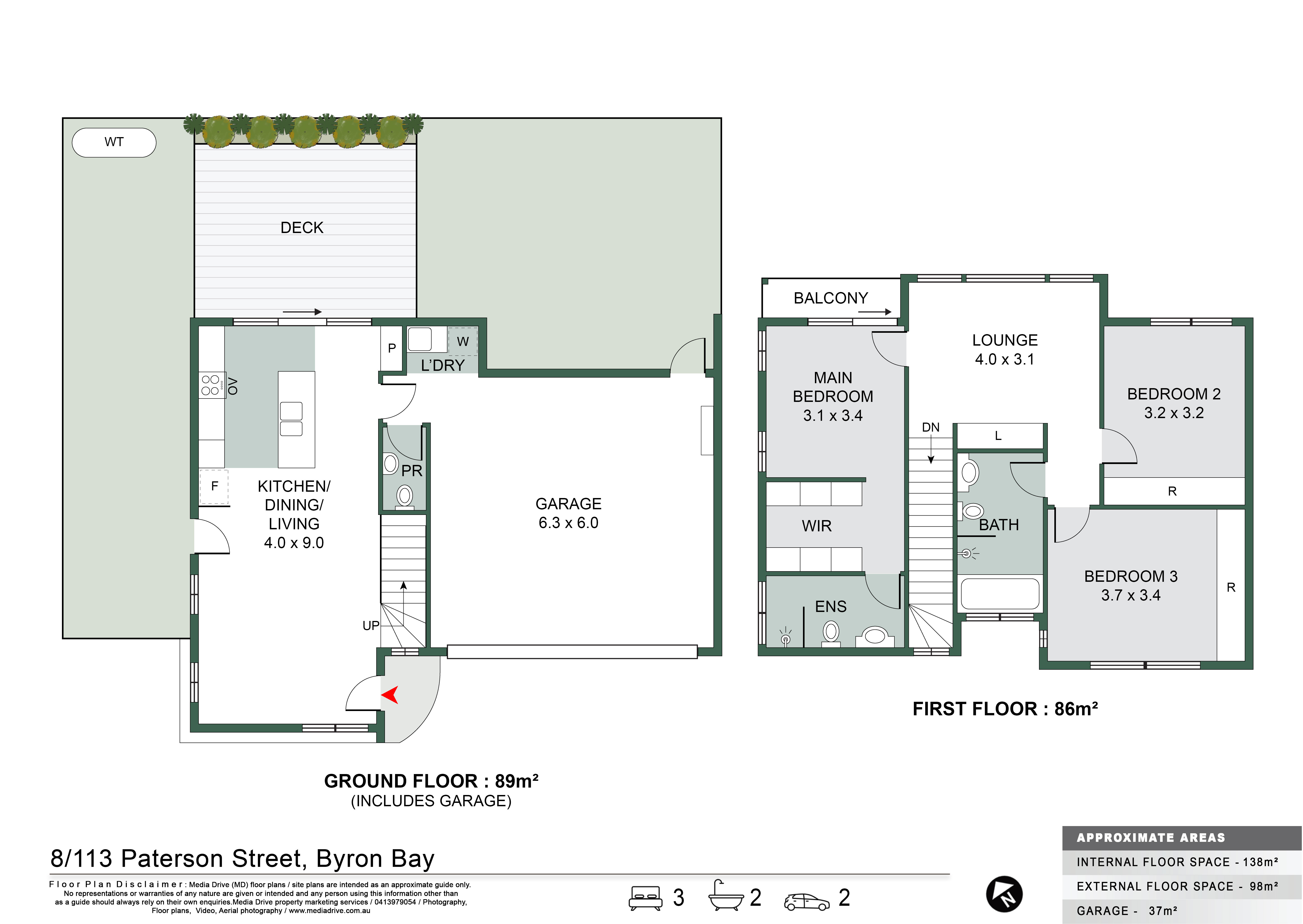 2D floor plan — 8/113 Paterson Street, Byron Bay