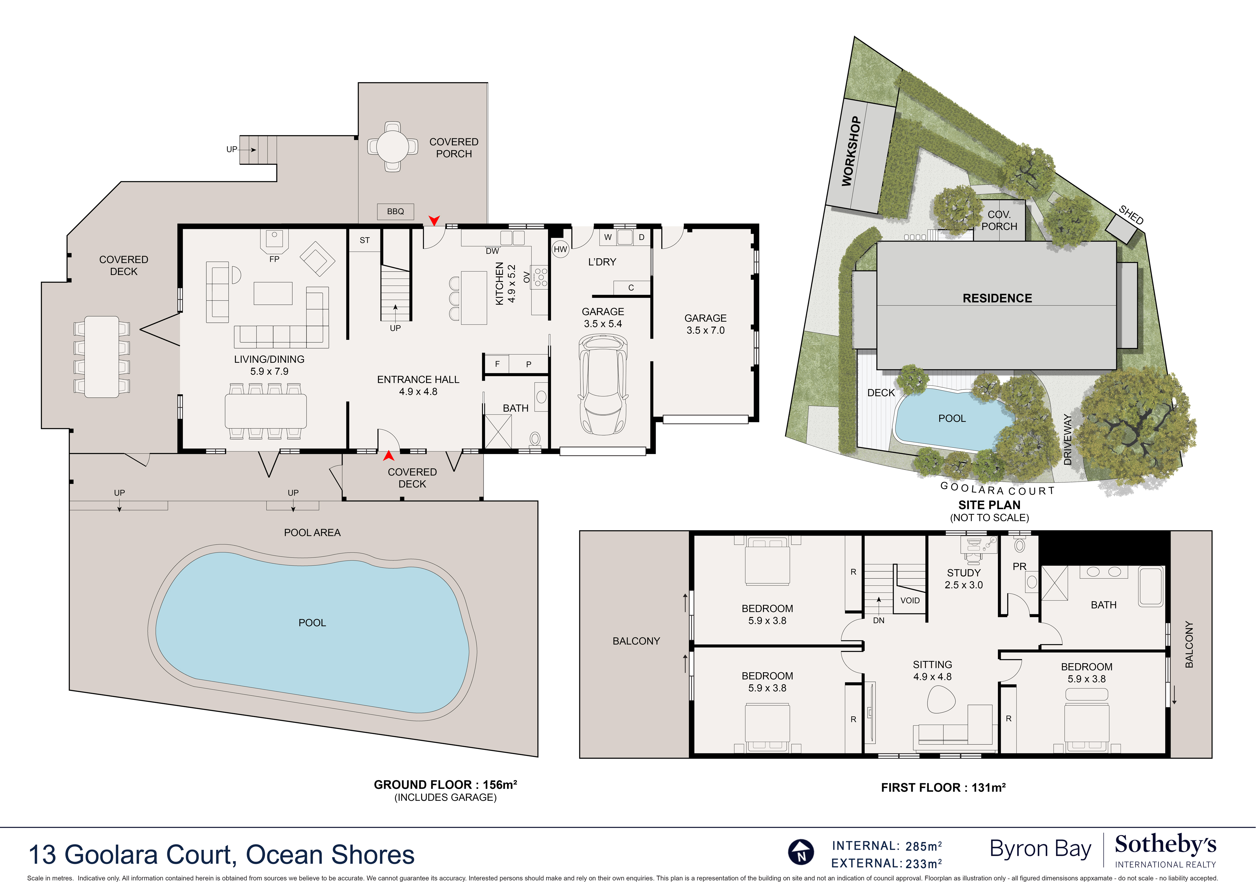 2D floor plan — 13 Goolara Court, Ocean Shores