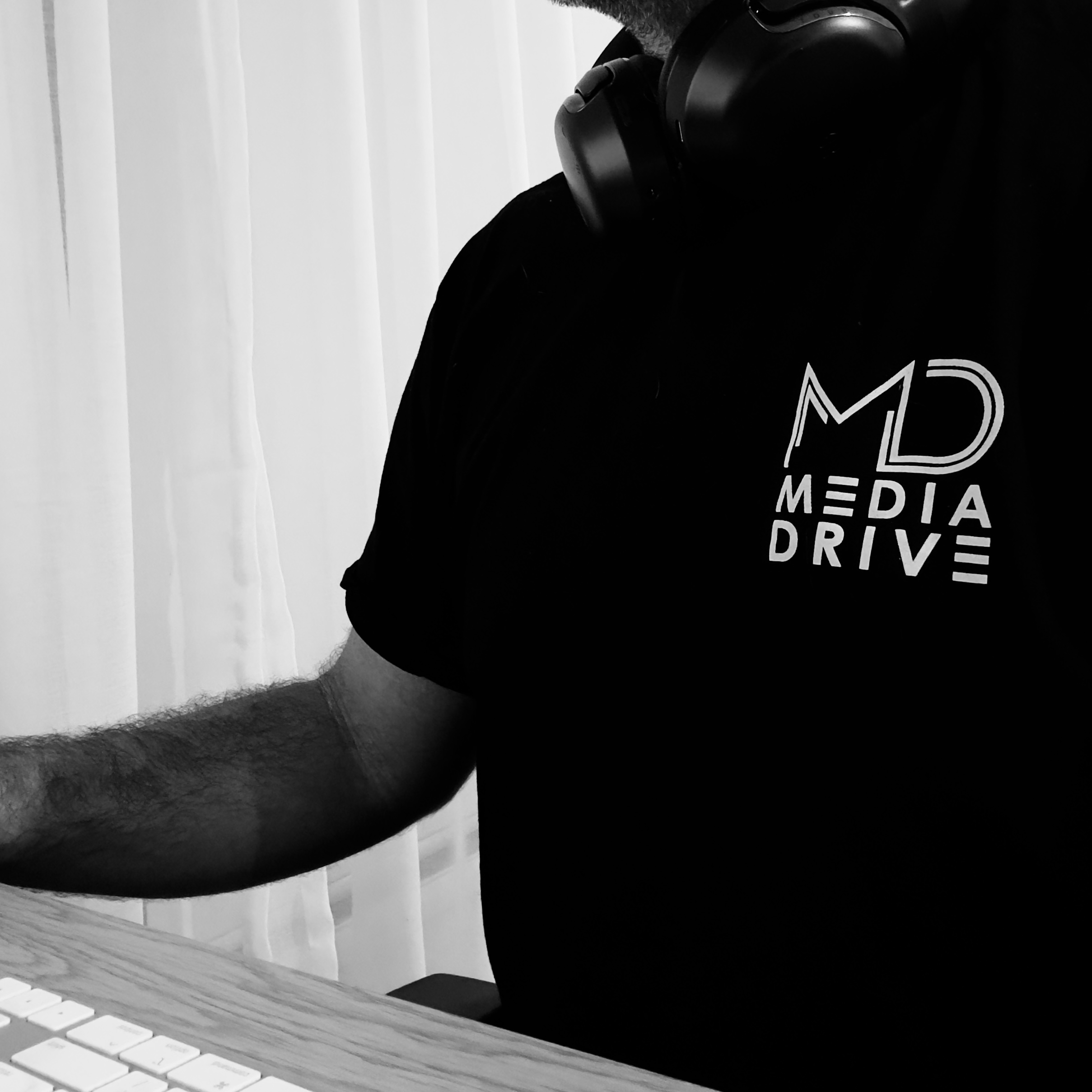 Pete Hogan editing at the Media Drive studio